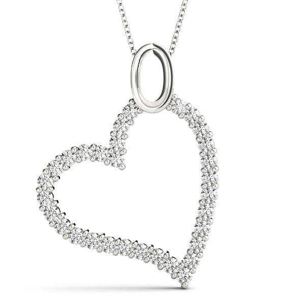 1.00  Ct Diamond Heart Pendant Necklace In 14K Gold