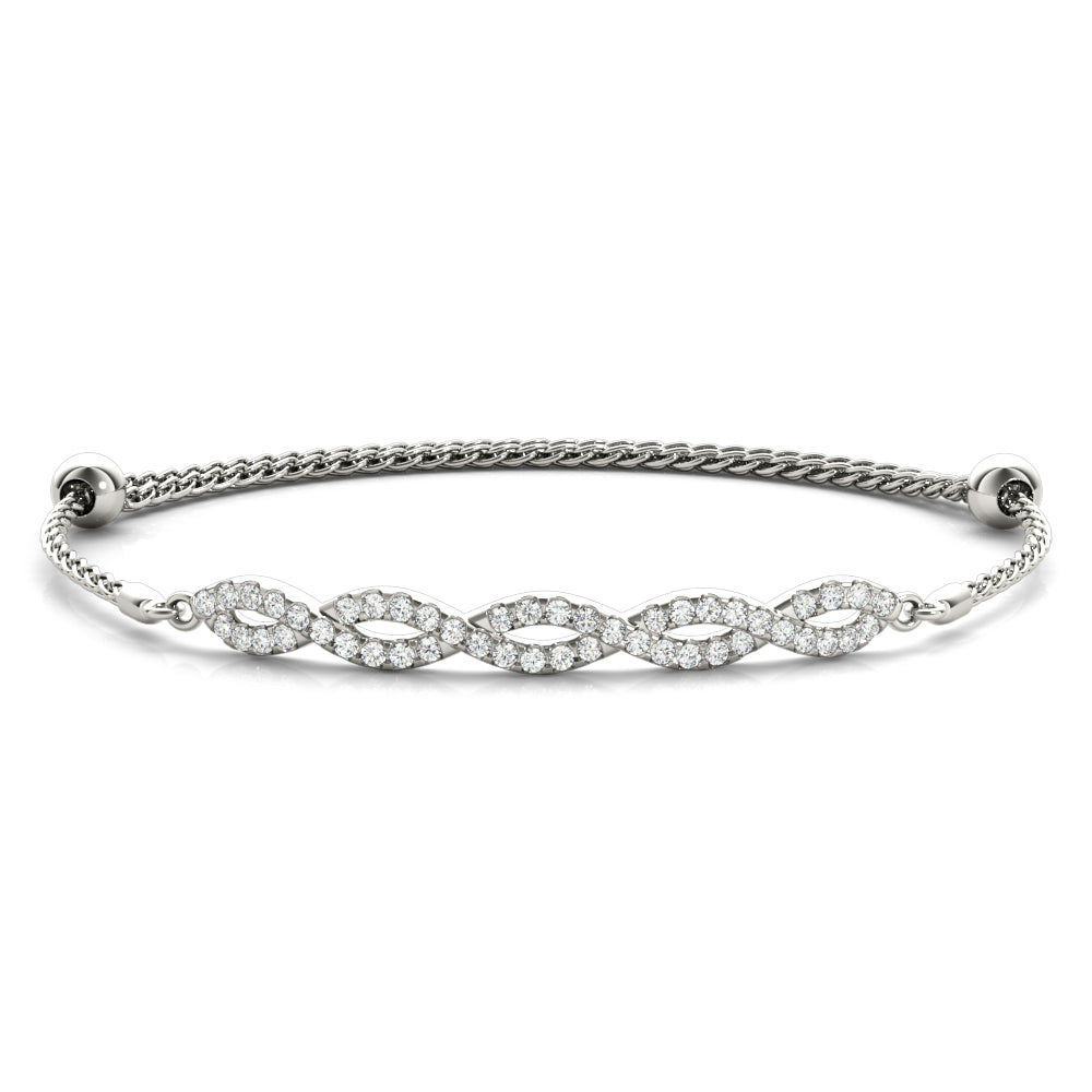 0.45 Carat Diamond CROSSOVER Adjustable Bracelet In 14K White Solid Gold