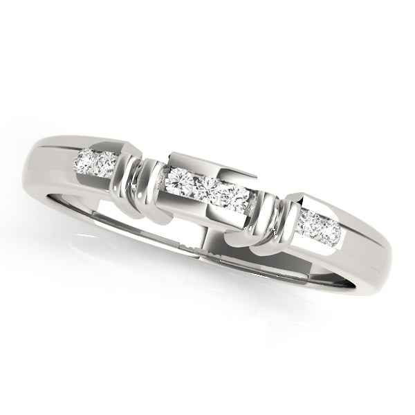 0.07 Ct FG/VVS1 Diamond Wedding–Engagement Band in 14K Solid White Gold
