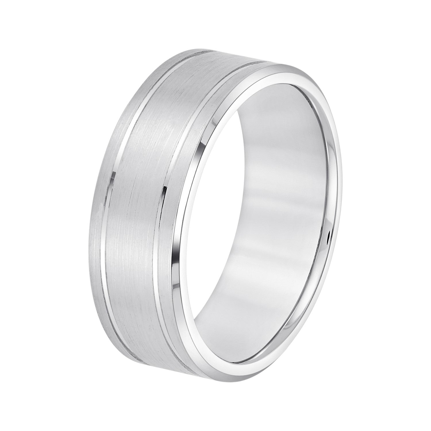 Men’s Comfort Fit Gold Wedding Ring with Matte Center – 14K