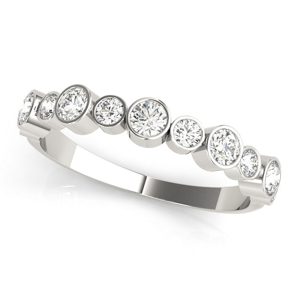 Wedding Stackable Band 1/2Ct Bezel Set Diamond 14K Solid Gold Women Jewelry