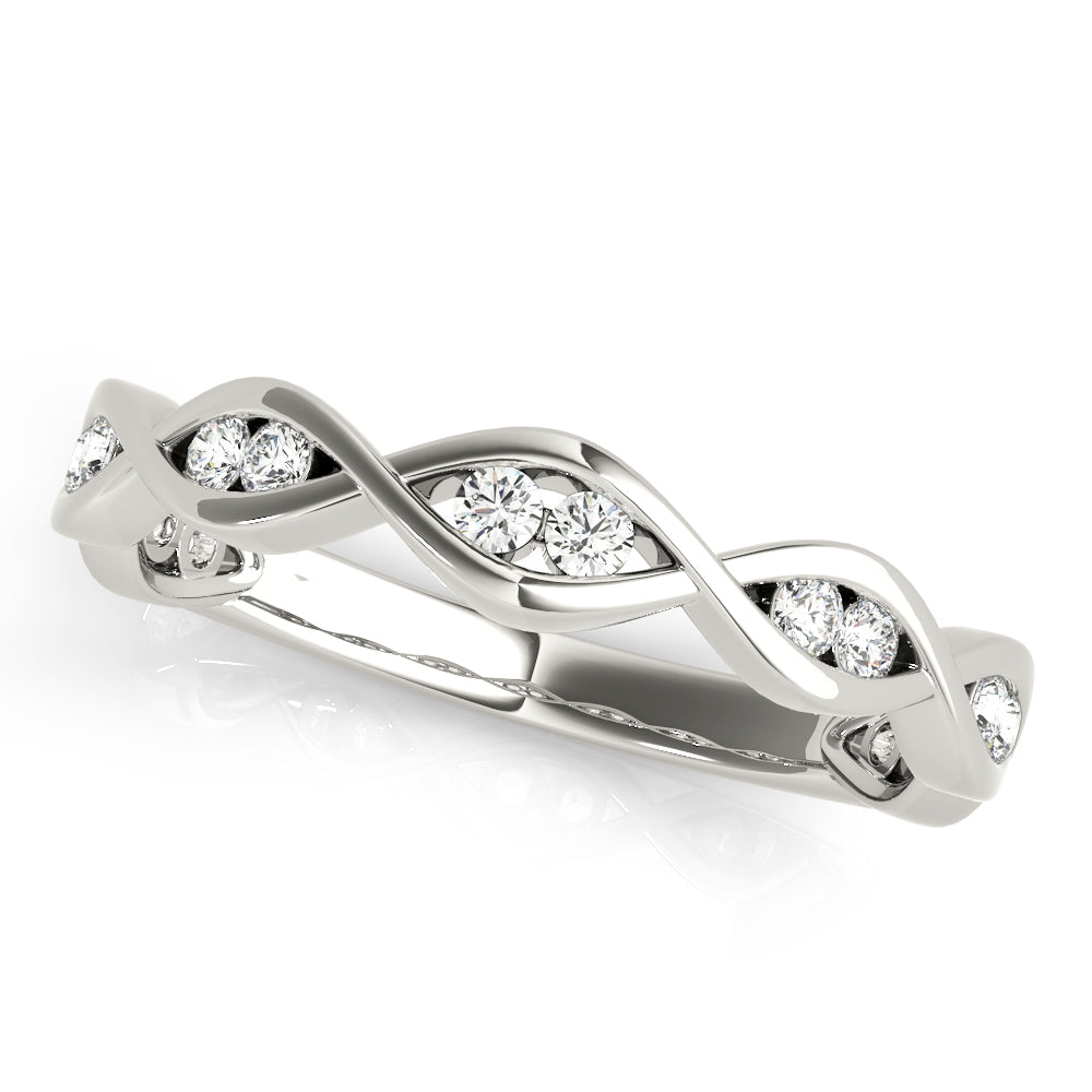 Wedding Band 0.21 Ct Diamond TWISTED Ring In 14K Gold
