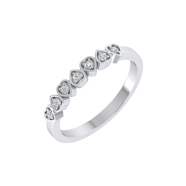 0.07 Ct Diamond 14K Solid Gold Heart Shape Wedding Band Women Jewelry