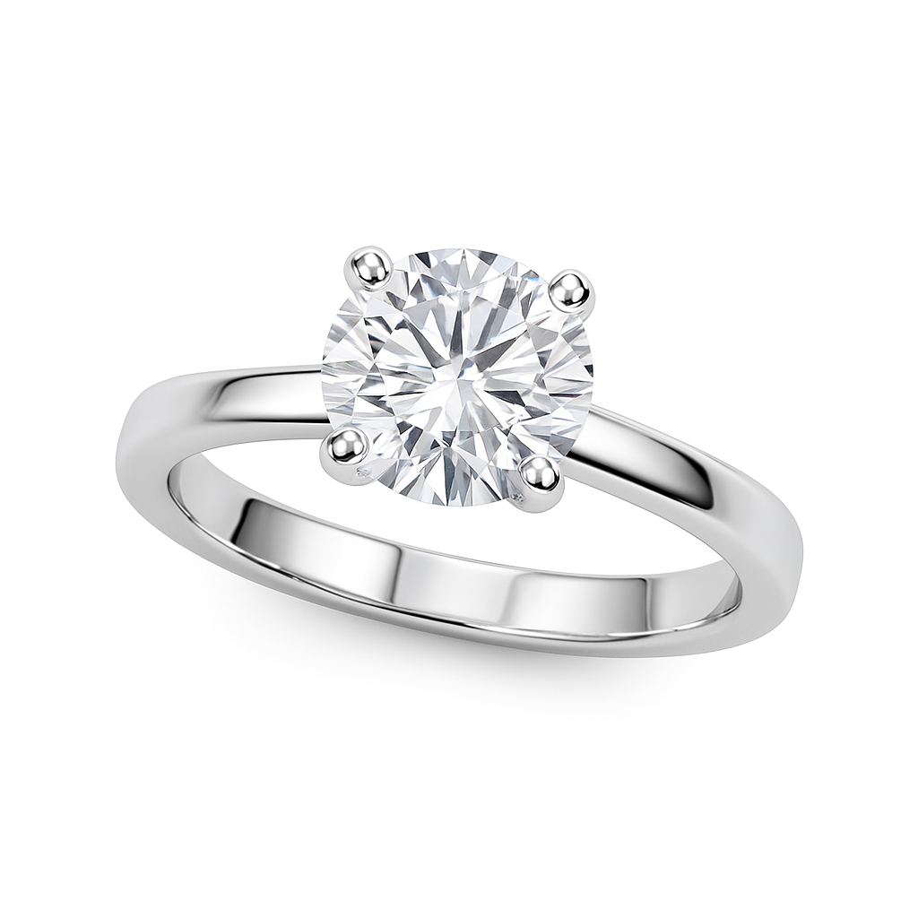 KohinoorGems Classic 1/2 Ct Round Solitaire Lab Grown Diamond Ring in 14K White/ Yellow And Rose Gold – Timeless 4-Prong Elegance