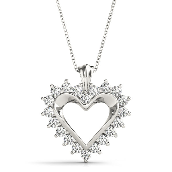 0.50 Ct Diamond Heart Shape Pendant Necklace With Chain In 14K Gold