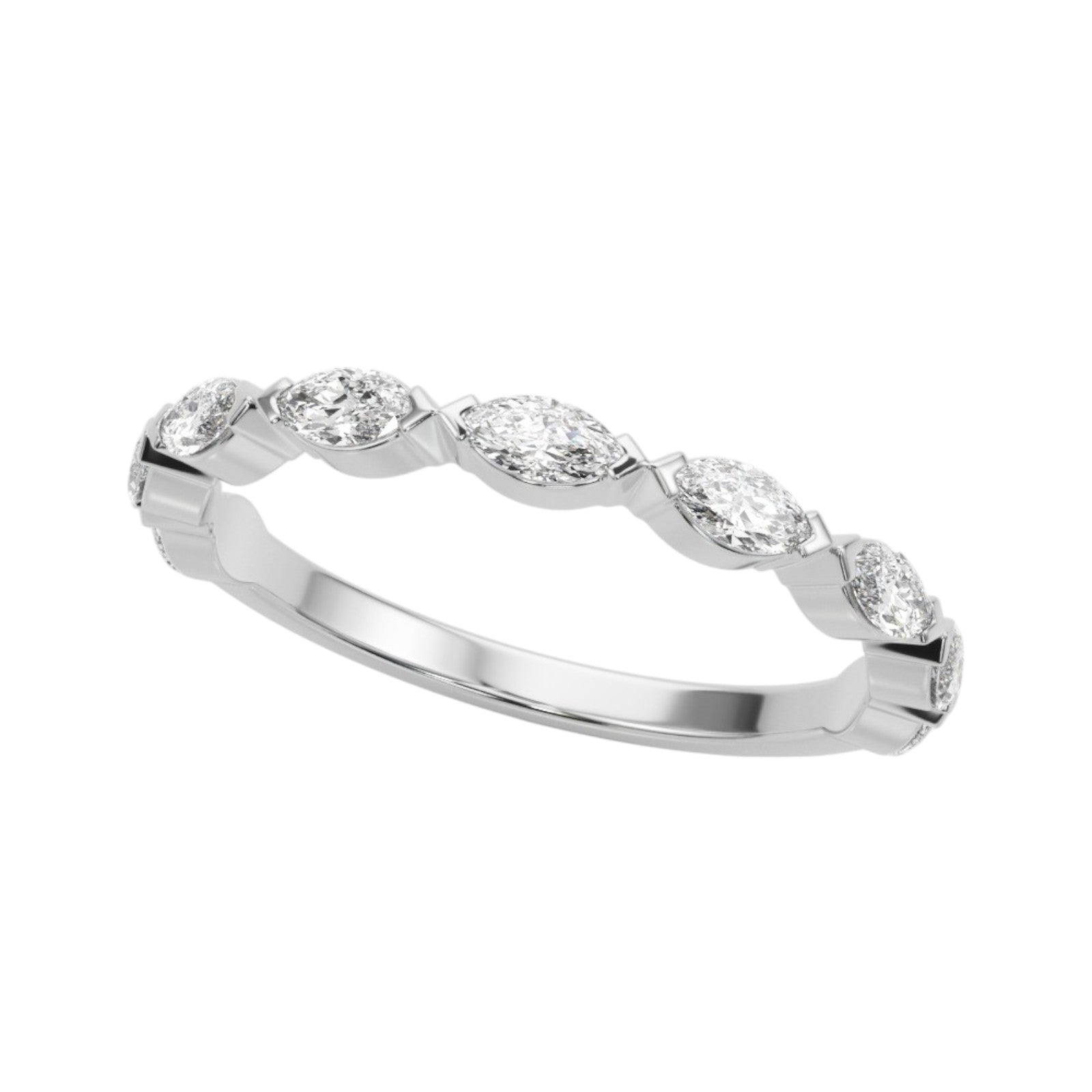 5/8 Carat Marquise Shape Brilliant Diamond Wedding Band In 10K Rose White & Yellow Gold