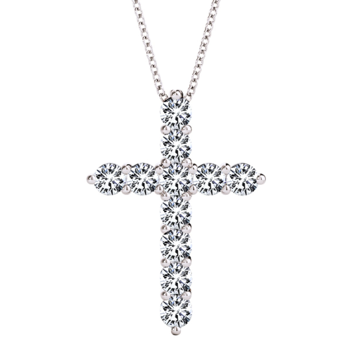 0.11CT Diamond Cross Pendant In 14K Gold With Box Chain