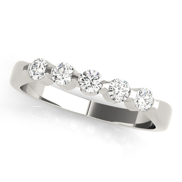 0.50 Ct Round Diamond 5 Stone Wedding Band In 14K Gold