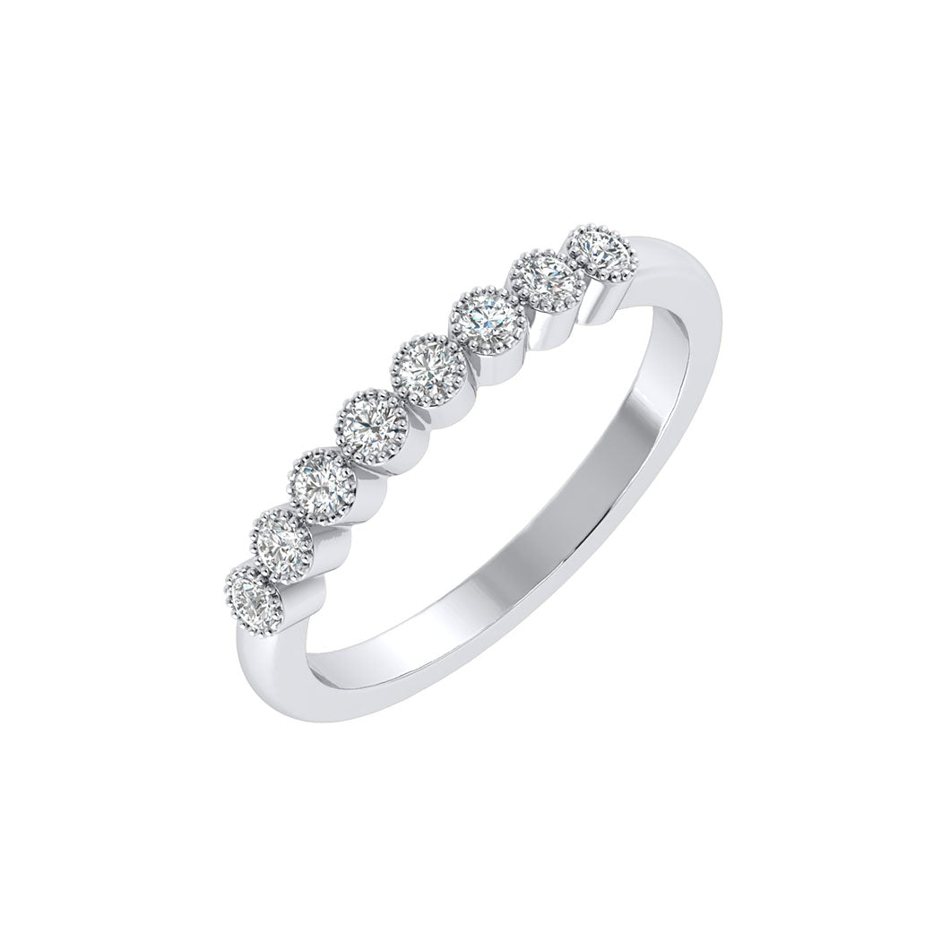 Wedding Band 14K Gold 0.25Ct Bezel Set Diamond Women Jewelry