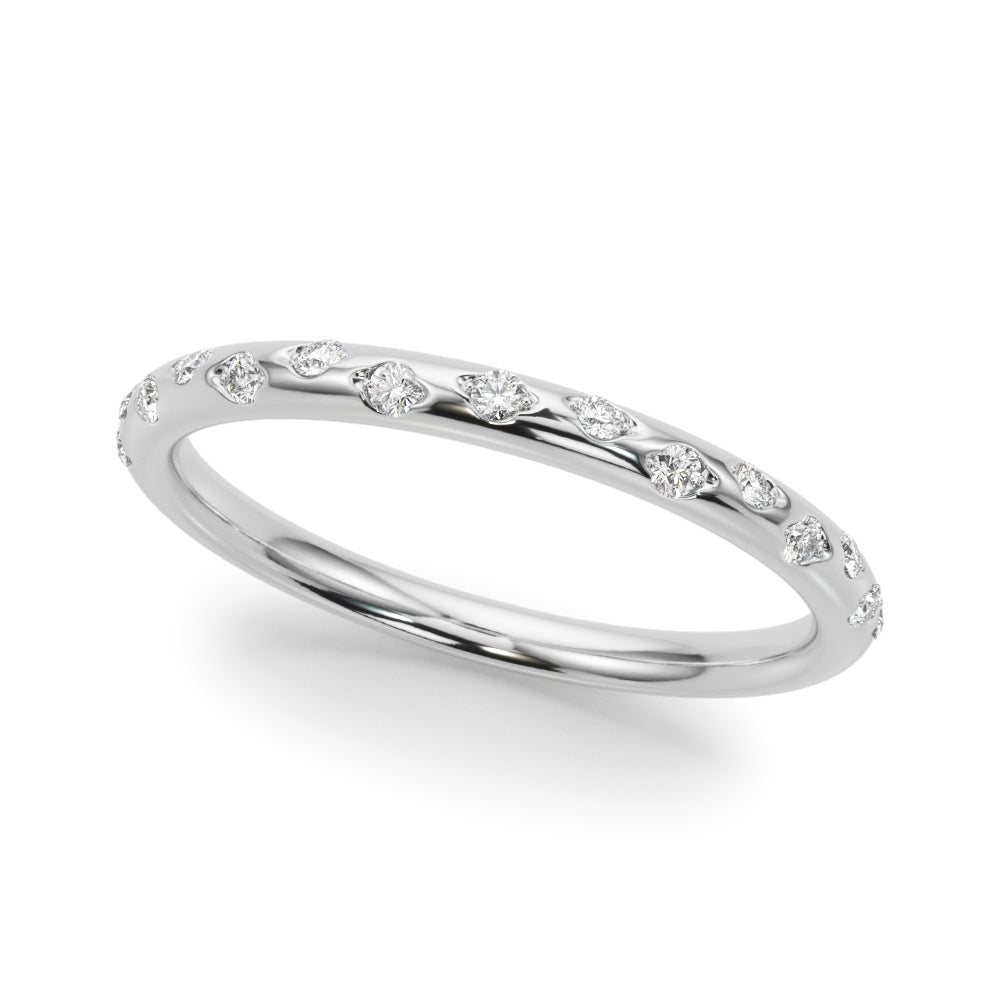 14K Gold 0.07 Ct FG/VVS1 Round Diamond Wedding Band
