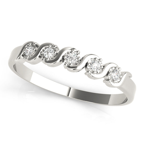 0.05  Carat Round Diamond Wedding Band In 14K Rose/ White & Yellow Gold