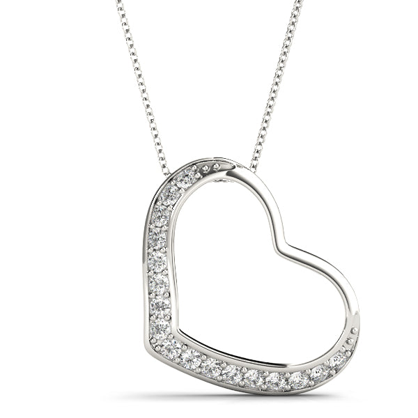 1/10 Ct Brilliant Diamond Heart Pendant In 10K Solid Gold With Chain
