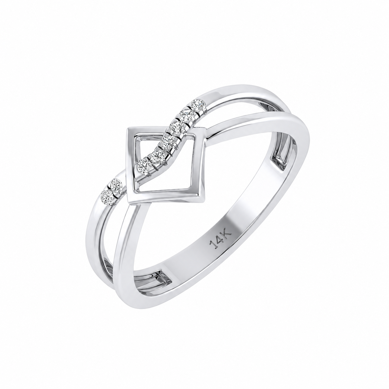 0.07Ct Diamond 14K Gold Wedding Engagement Band Women Jewelry