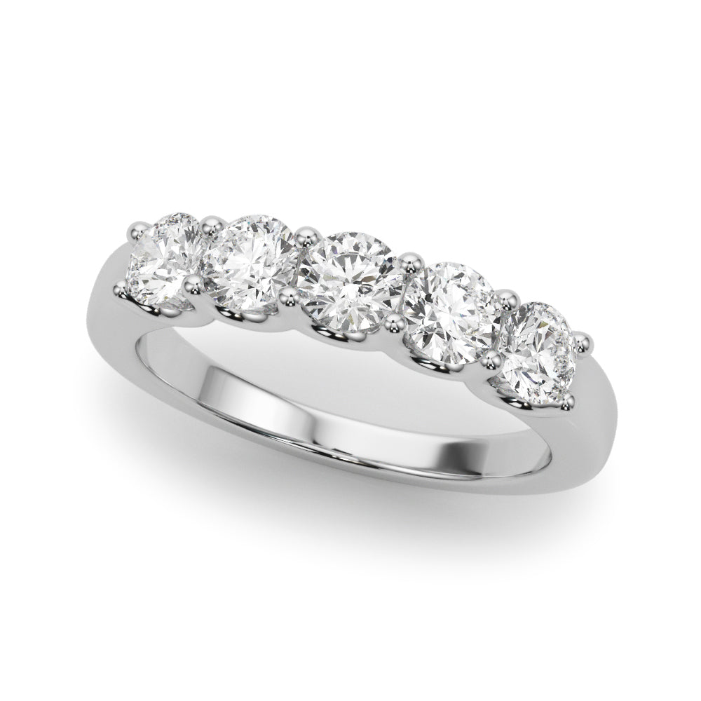 1/2 Ct Classic 5-Stone FG/VVS1 Diamond Band Ring in 14K White/Rose & Yellow Gold