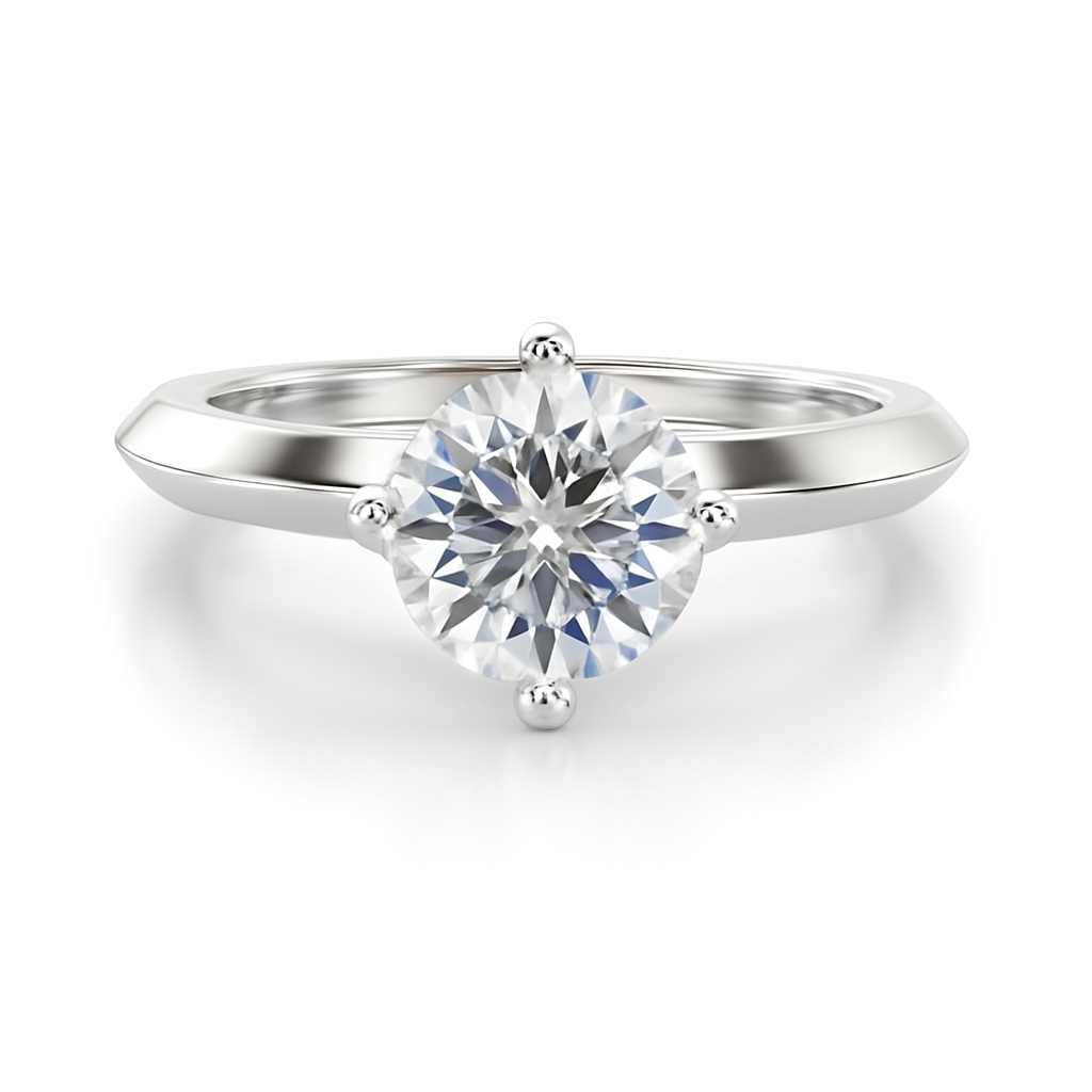 1/2 Ct Brilliant Diamond Solitaire Engagement Ring In 14K Gold