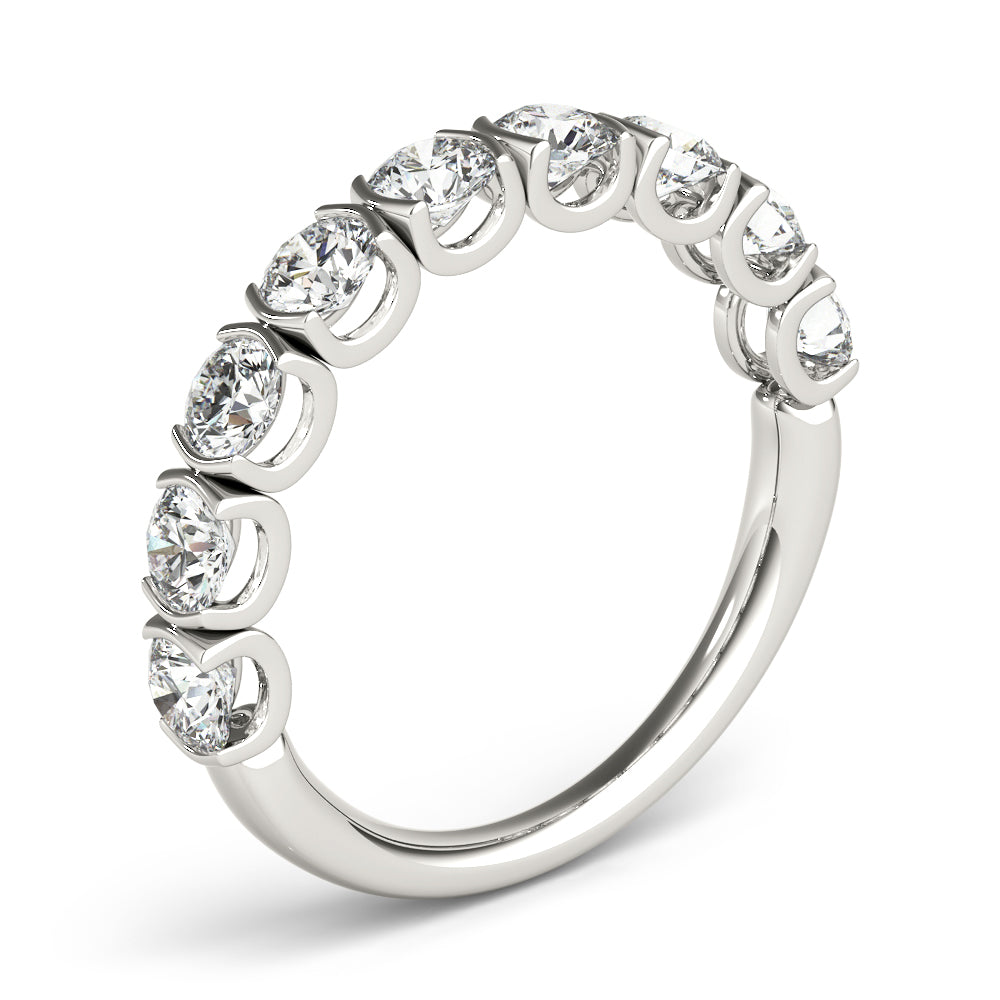 0.75  Ct Half Eternity Diamond Ring in 14K White Gold – 7-Stone Shared Prong Band