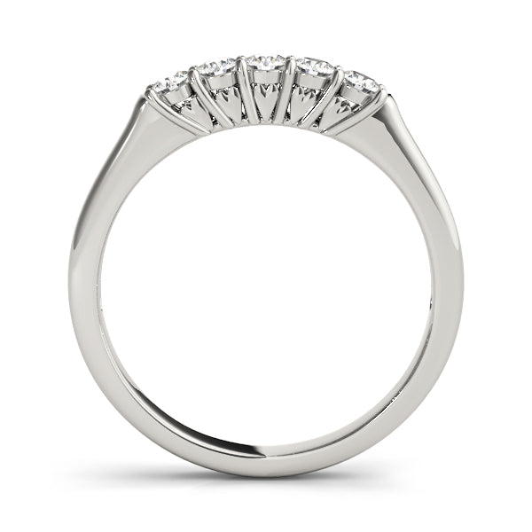 0.50 Ct Lab-Grown/ Natural Diamond 5 Stone Wedding Band Ring in 14K Rose/ White & Yellow Gold