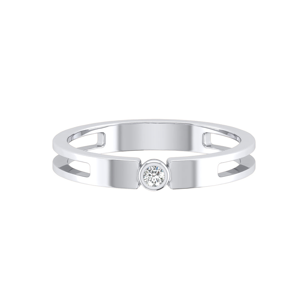 Wedding Band 14K Solid Gold 0.03Ct Bezel Set Diamond Engagement Rings Jewelry