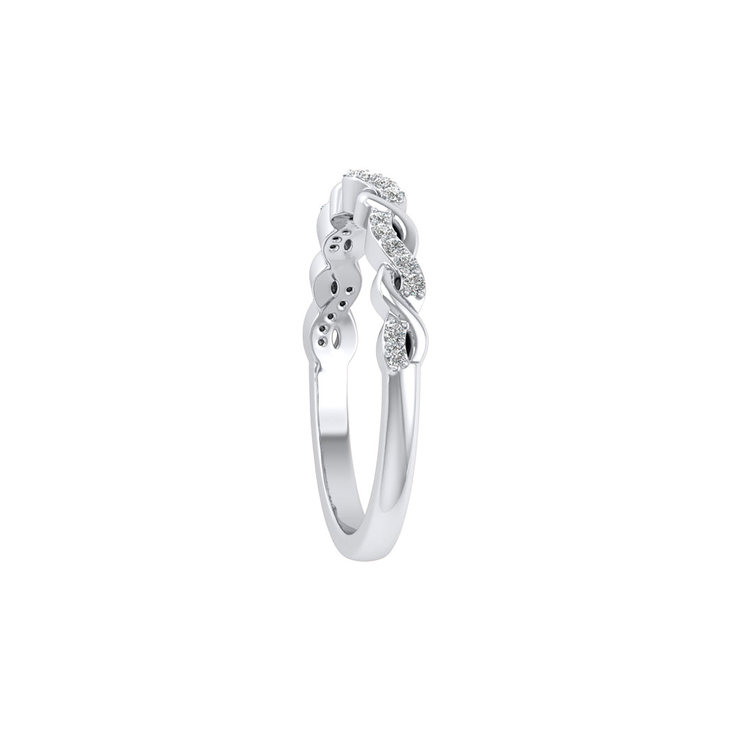 0.11Ct Diamond Twisted Infinity Ring in 14K Solid Gold for Women