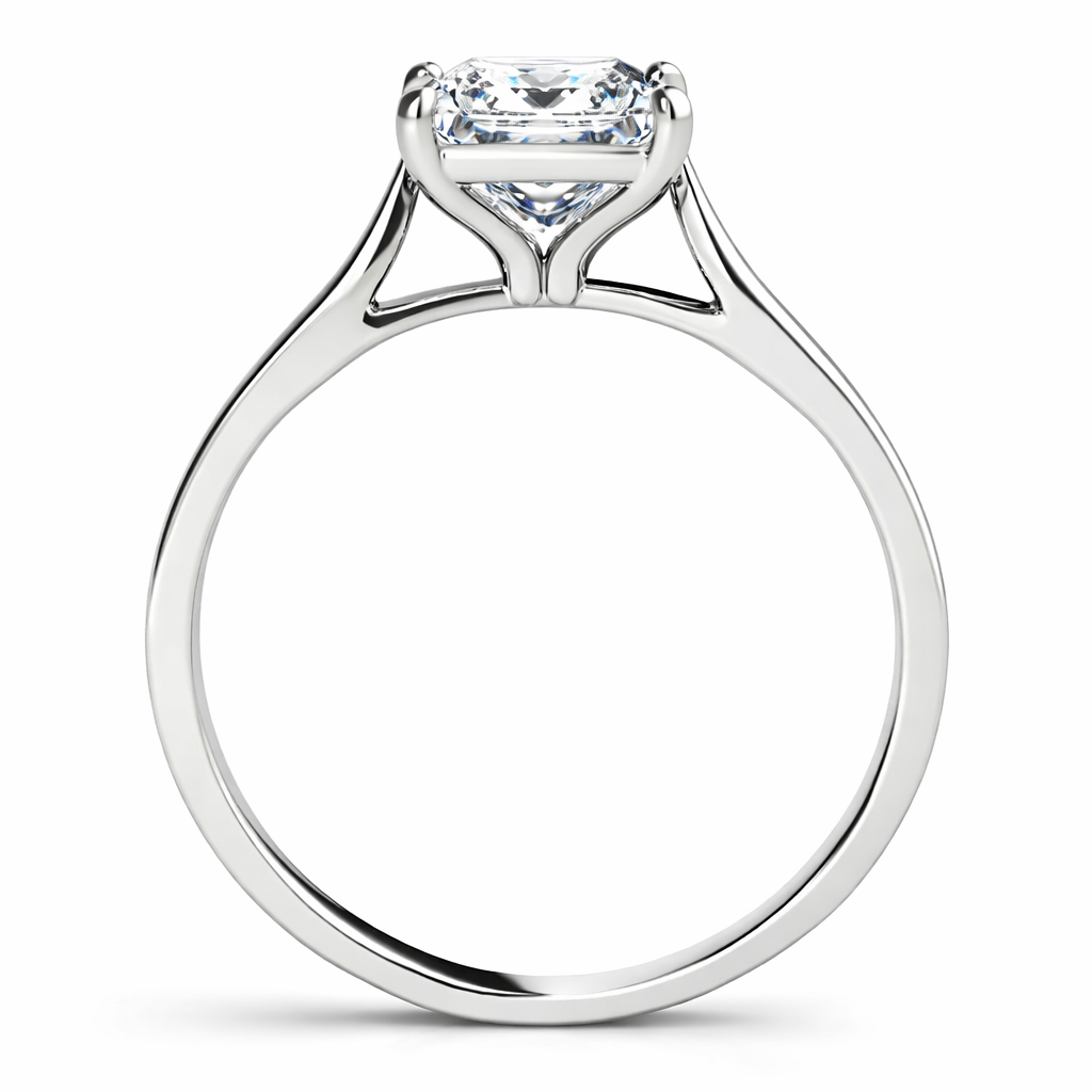 Solitaire Ring 0.75 Ct Diamond FG/VVS1 Princess 14K White Gold Engagement Rings
