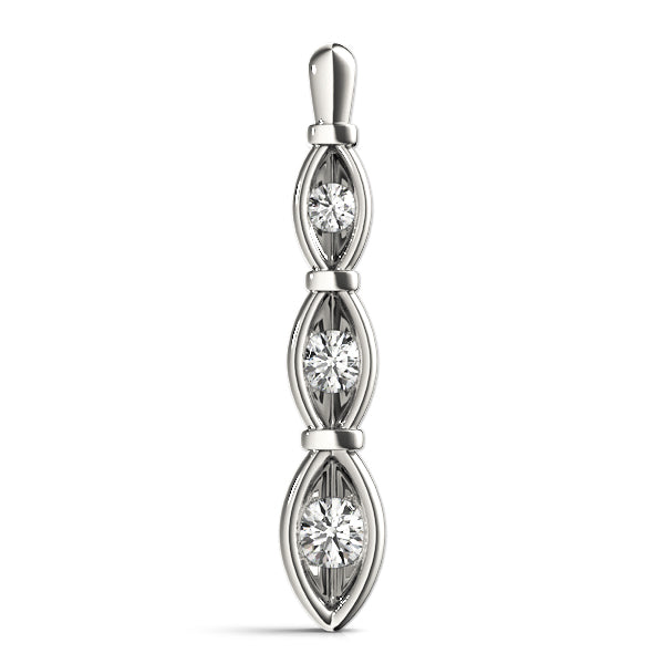 1/4 Ct Diamond 3 Stone Pendant Chain Necklace In 14K Gold