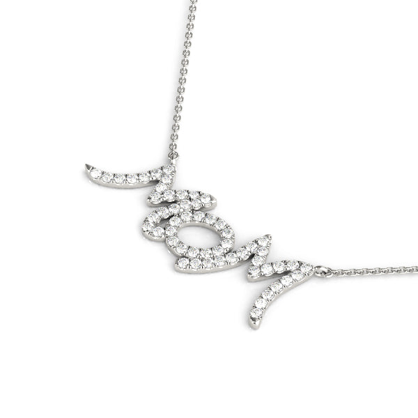 0.25CT Diamond  "MoM" Pendant Necklace 18K Gold Plated With Box Chain