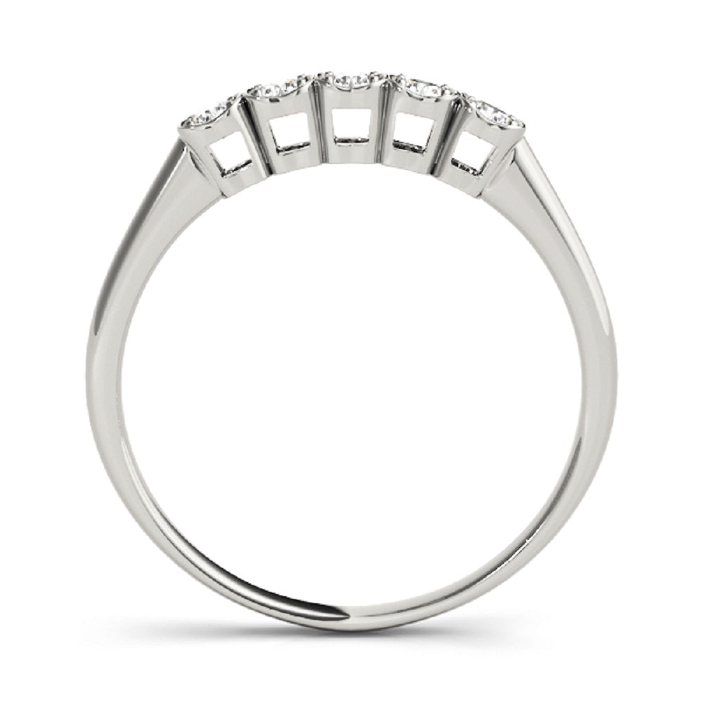 1/8 Ct Diamond Band Ring in 14K Rose/ White & Yellow Gold – 5-Stone Style Setting