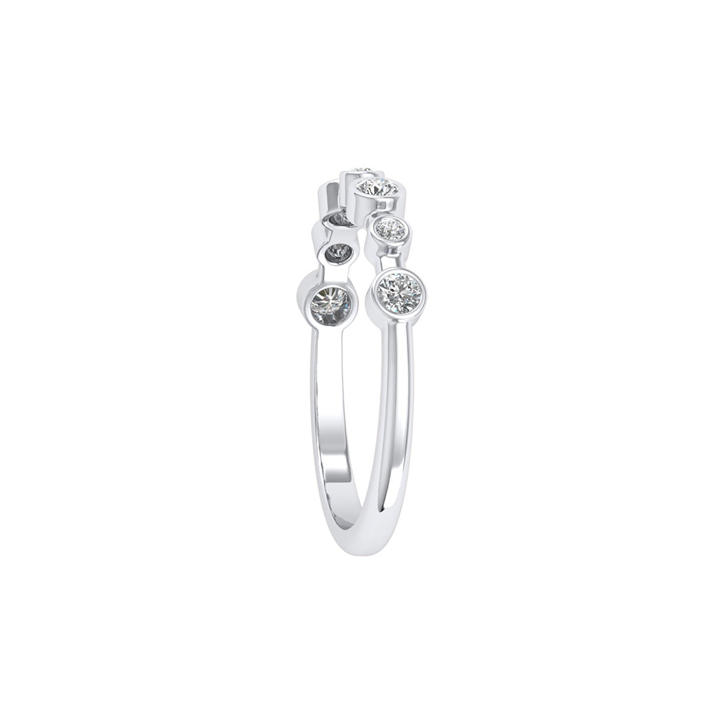 0.17Ct Bezel Set Diamond 14K Gold Wedding Band Women Jewelry