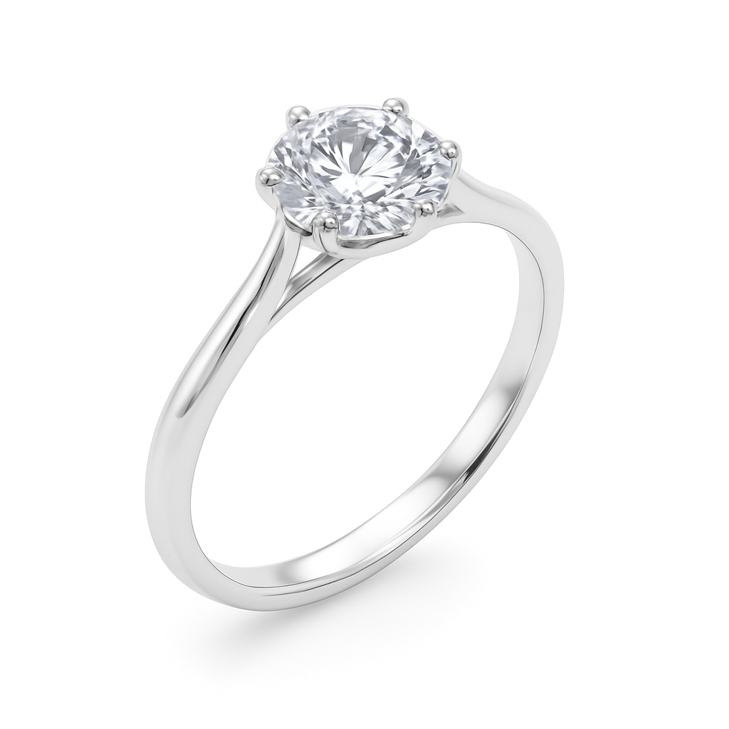 0.33 Ct Round Lab Grown Diamond Solitaire Ring in 14K Gold – Classic 6-Prong Setting