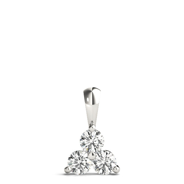 0.75 Ct Round Diamond 3 Stone Pendant In 14K Gold With Chain