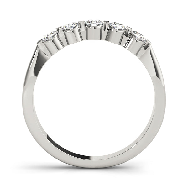 0.50 Ct Round Diamond 5 Stone Wedding Band In 14K Gold