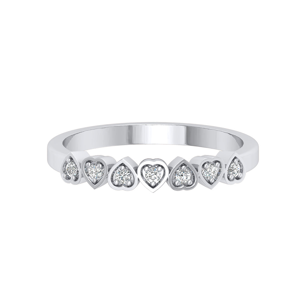 0.07Ct Diamond 14K Solid Gold Heart Shape Wedding Band Women Jewelry