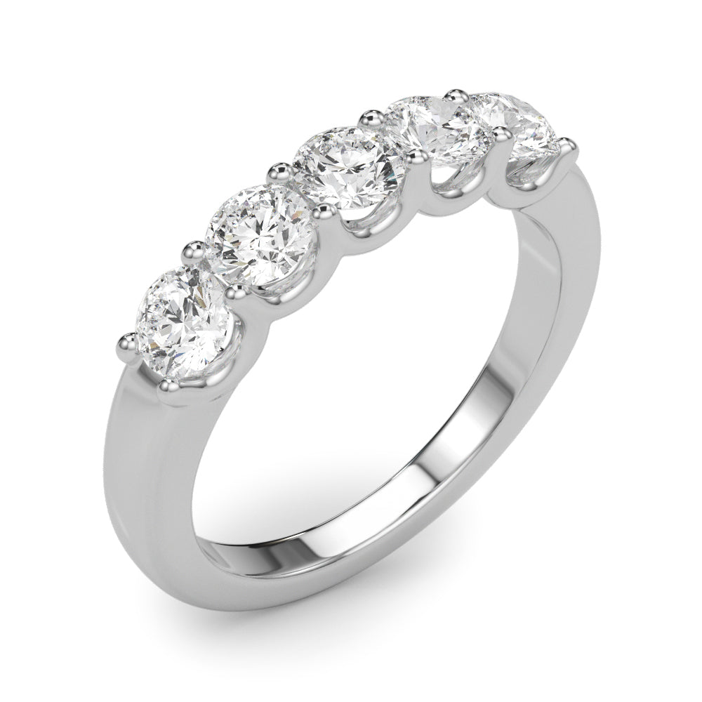1/2 Ct Classic 5-Stone FG/VVS1 Diamond Band Ring in 14K White/Rose & Yellow Gold
