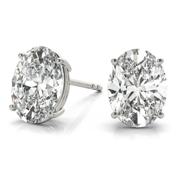 0.15Ct Oval Stud Earrings In 14K Solid Yellow White & Rose Gold