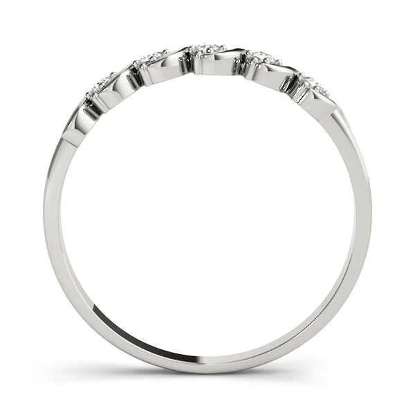0.05  Carat Round Diamond Wedding Band In 14K Rose/ White & Yellow Gold