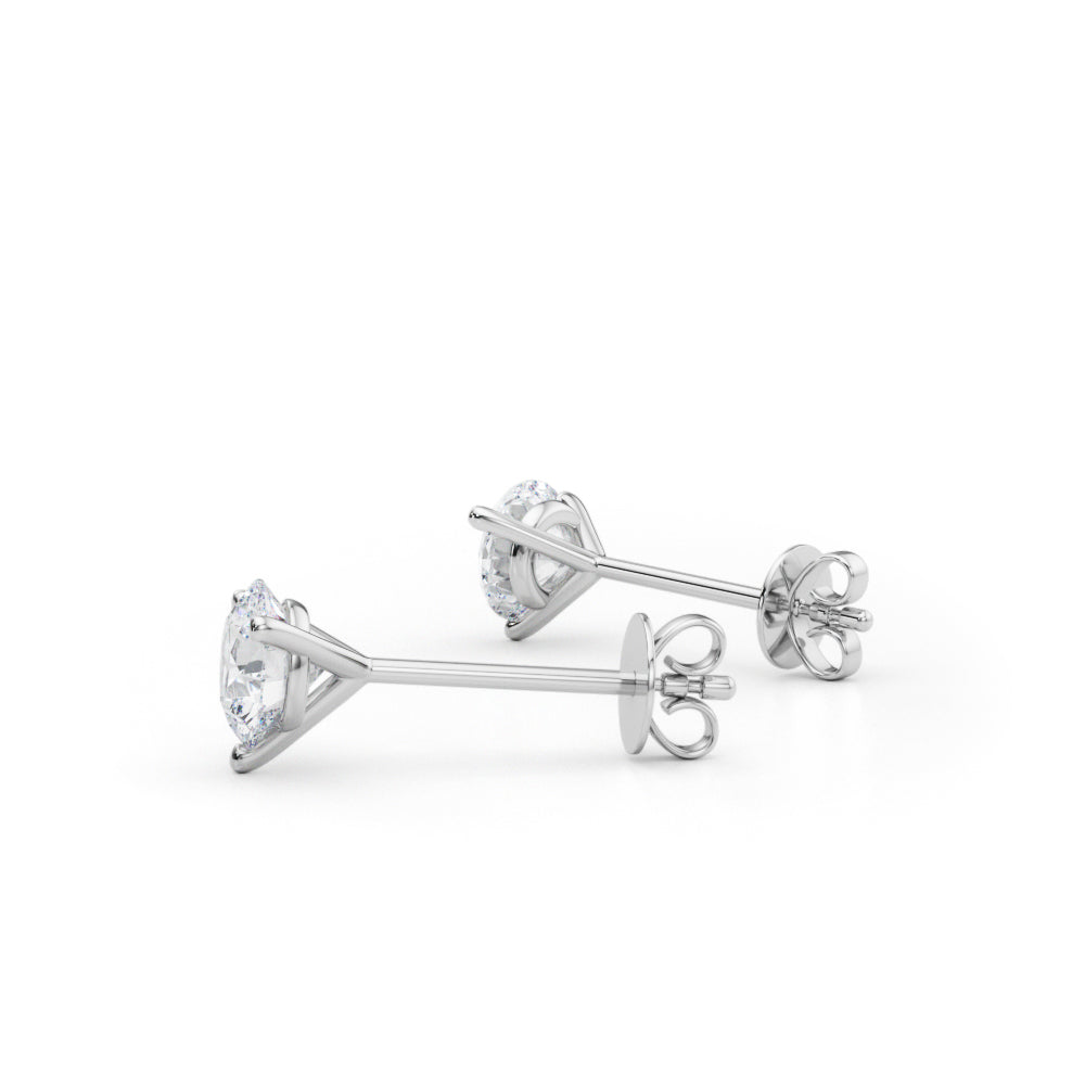 Stud Earrings 1.00Ct Brilliant Diamond 3 Prong Martini In 14K Yellow Gold