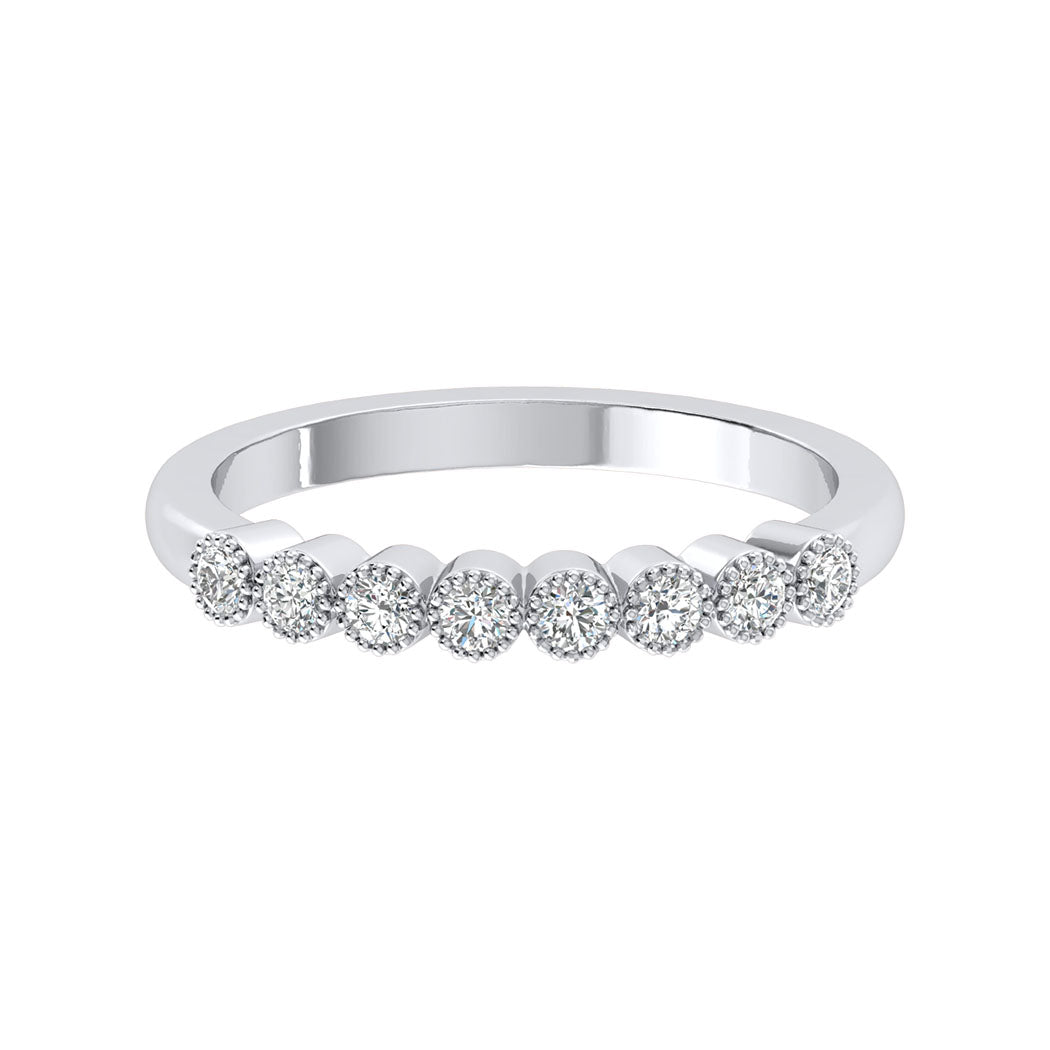 Wedding Band 14K Gold 0.25Ct Bezel Set Diamond Women Jewelry