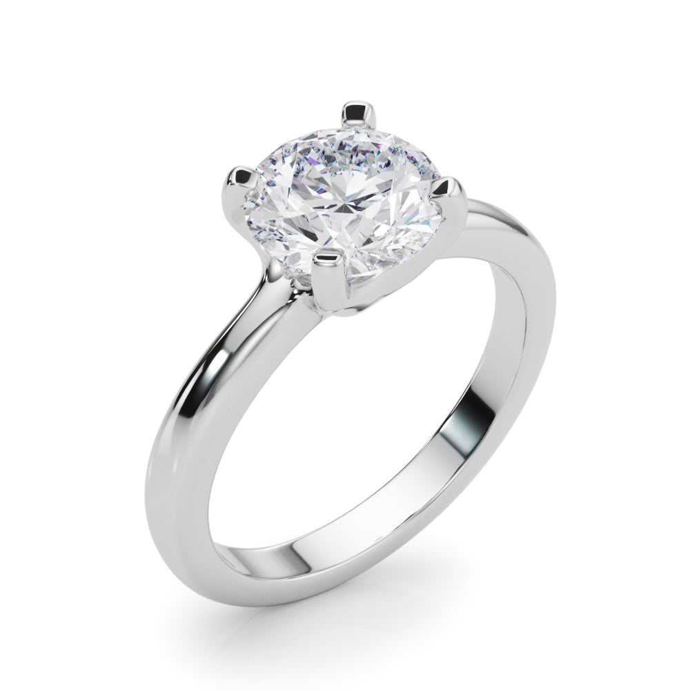 Classic 0.50 Ct Round Moissanite Solitaire Engagement Ring in 14K White Gold
