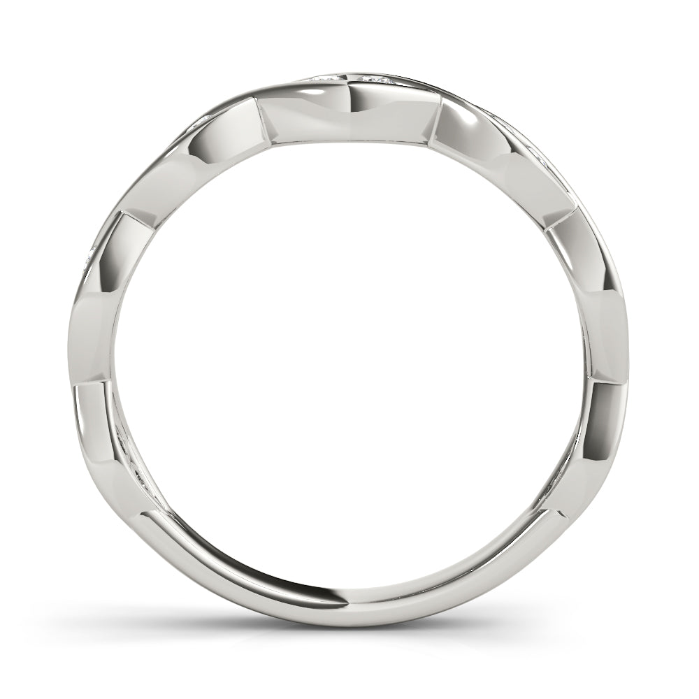 Wedding Band 0.21 Ct Diamond TWISTED Ring In 14K Gold