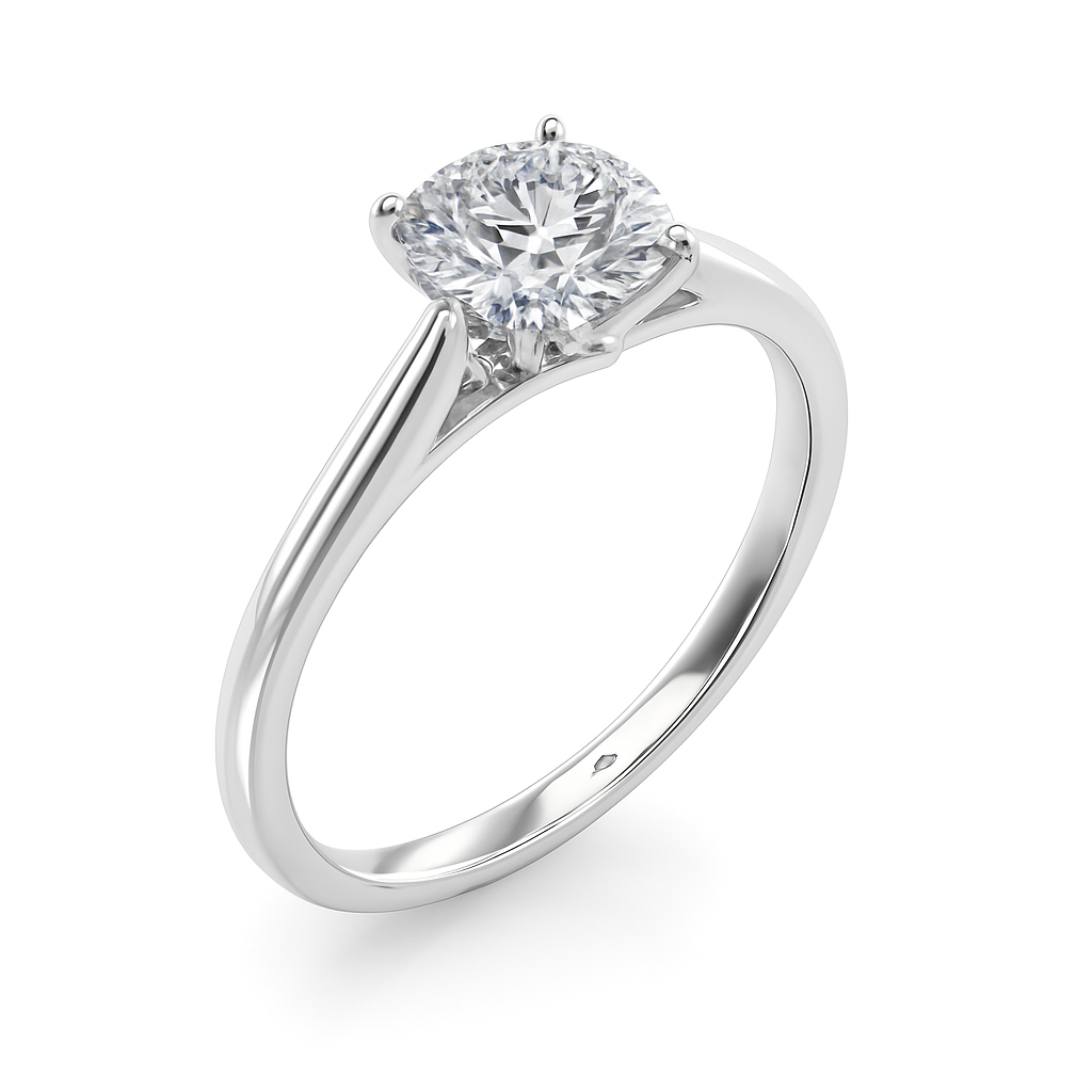 Elegant 0.33 Ct Round Moissanite Solitaire Ring in 14K Gold – 4-Prong Classic Setting