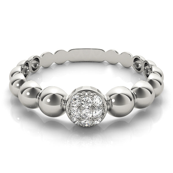 Wedding Band 0.06 Ct Diamond Ring in 14K White Gold