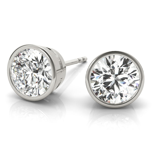 1/2Ct Bezel Set Stud Earrings In 14K Rose/ White & Yellow Gold Jewelry