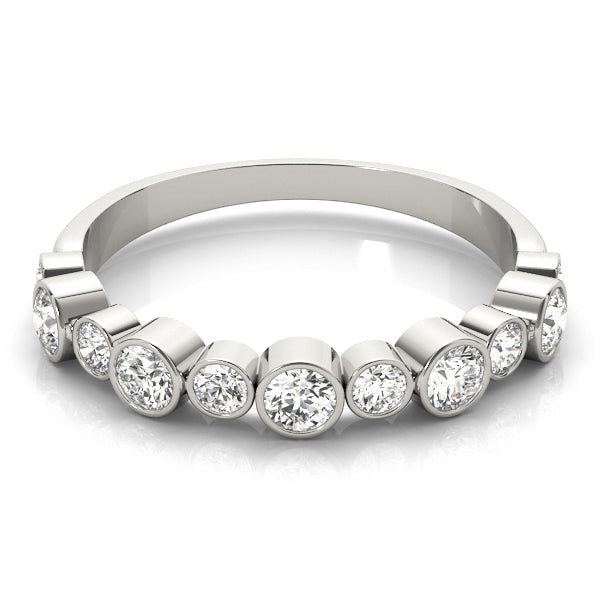Wedding Stackable Band 1/2Ct Bezel Set Diamond 14K Solid Gold Women Jewelry