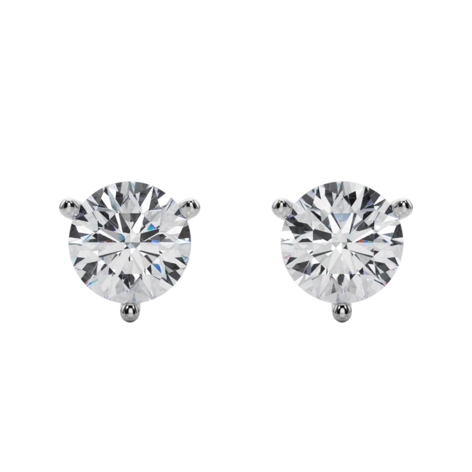 0.30 Carat Round Cut Diamond Martini Stud Earrings With Push Back In 14K White & Yellow Gold