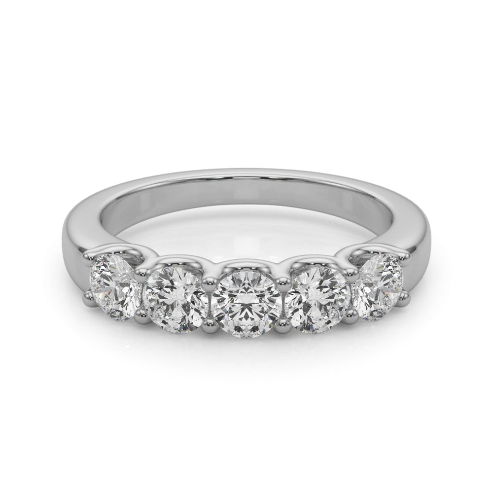 1/2 Ct Classic 5-Stone FG/VVS1 Diamond Band Ring in 14K White/Rose & Yellow Gold