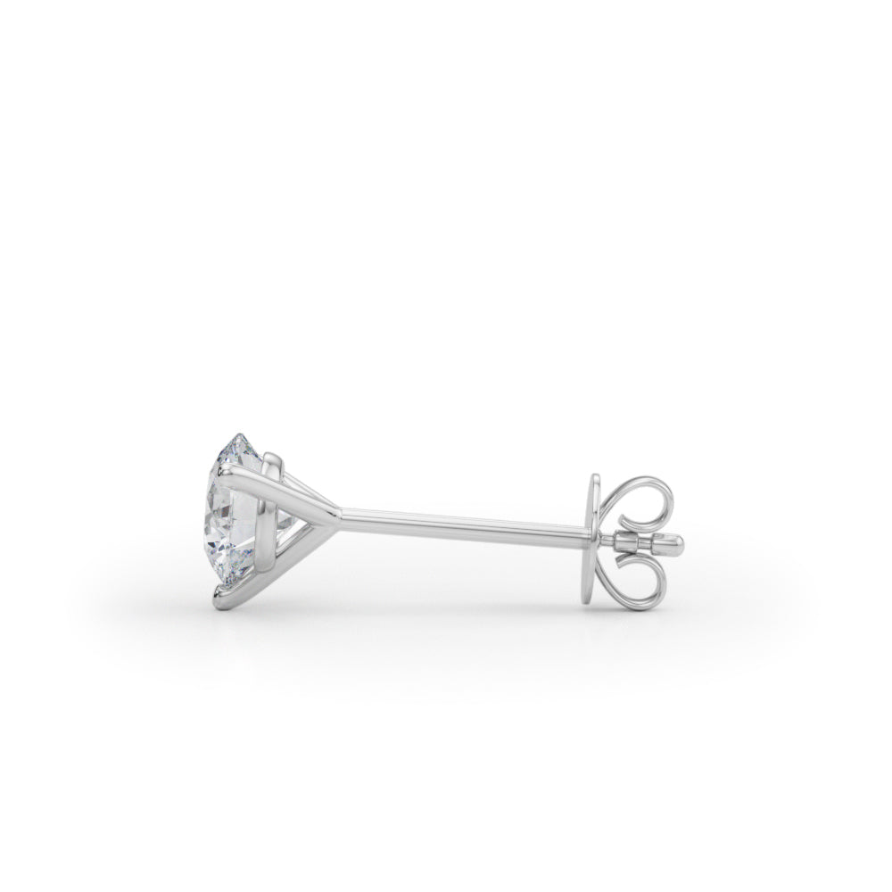 Martini Stud Earrings 0.75Ct Brilliant Diamond 14K Solid Gold Jewelry