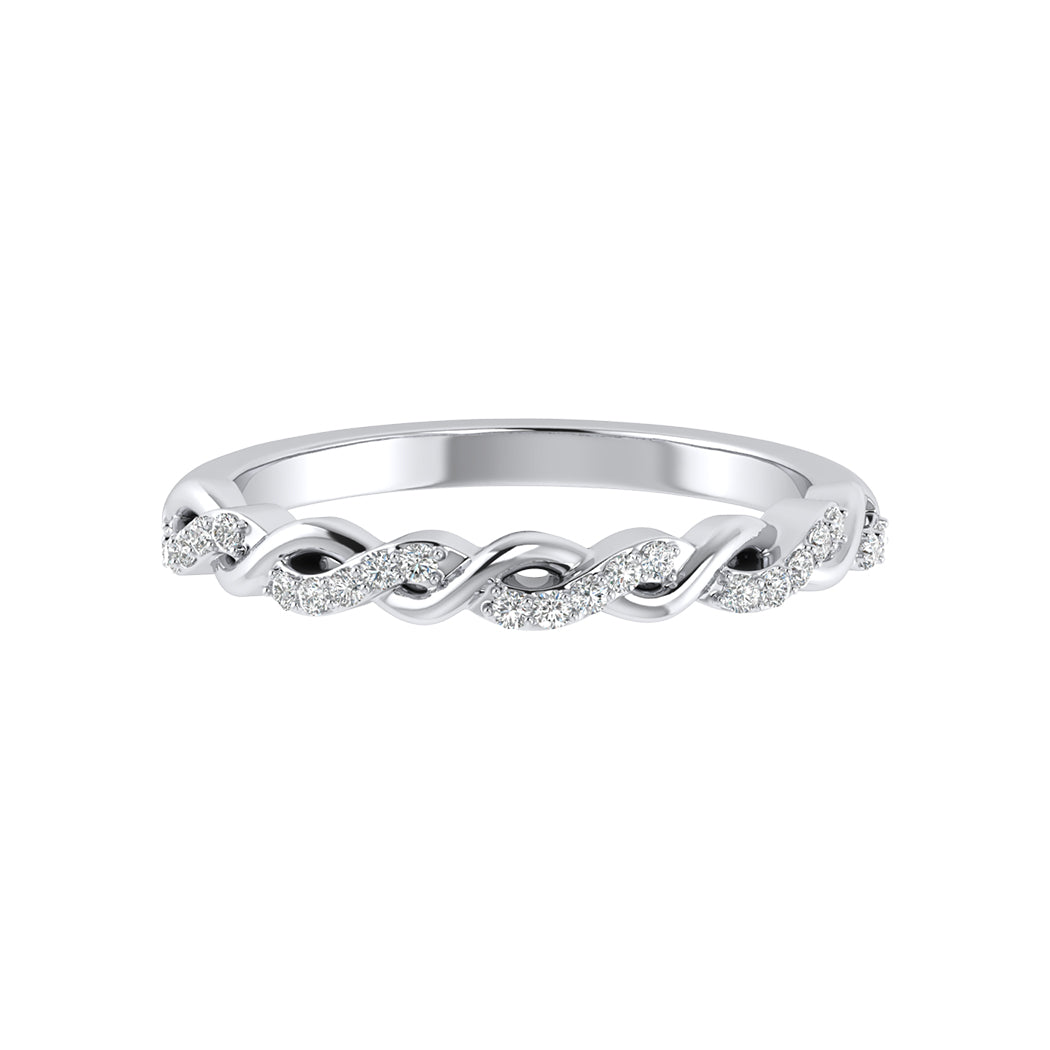0.11Ct Diamond Twisted Infinity Ring in 14K Solid Gold for Women