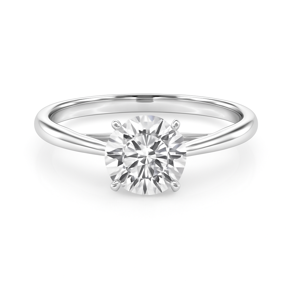 Elegant 0.33 Ct Round Moissanite Solitaire Ring in 14K Gold – 4-Prong Classic Setting