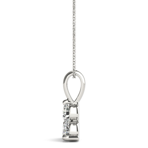 0.75 Ct Round Diamond 3 Stone Pendant In 14K Gold With Chain