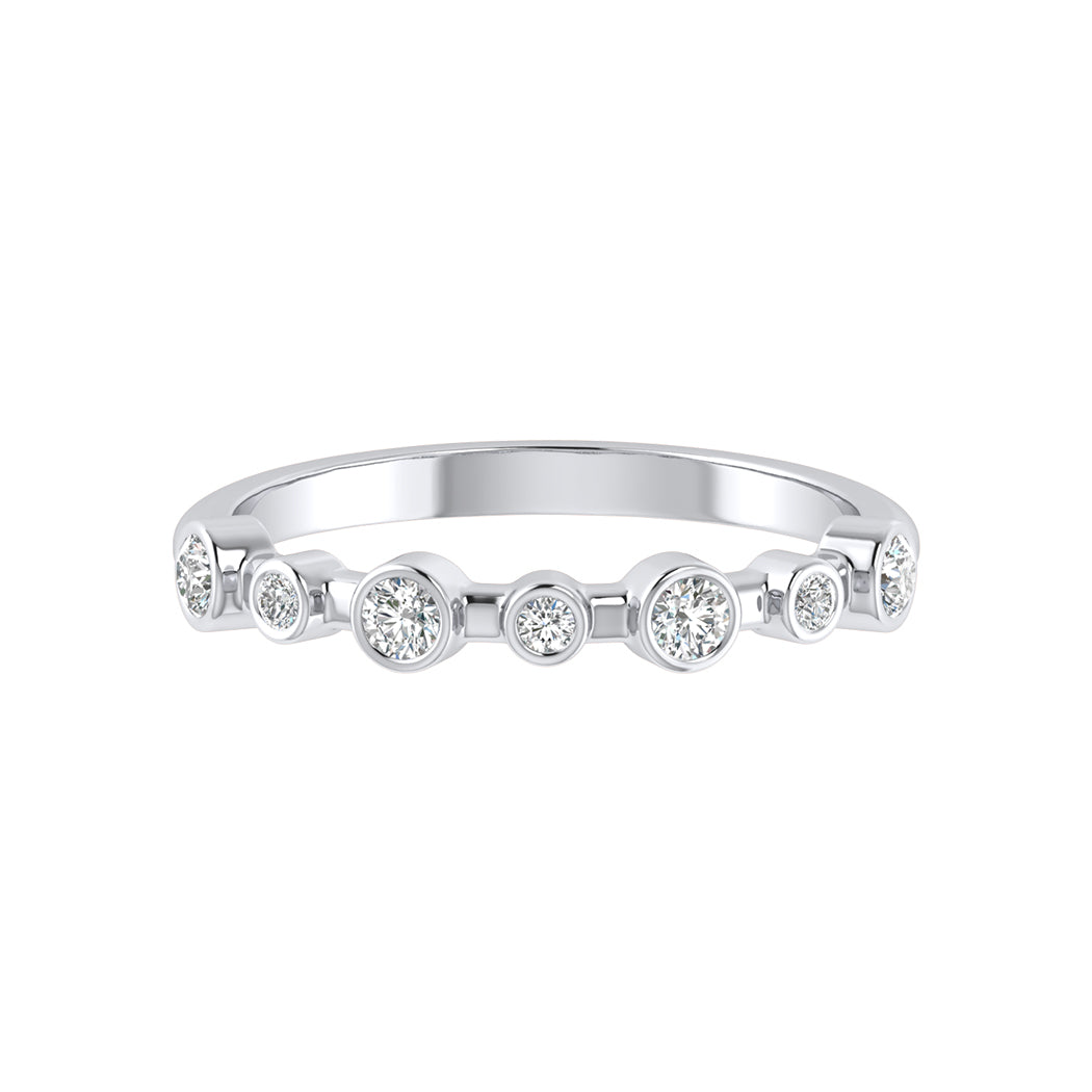 0.17Ct Bezel Set Diamond 14K Gold Wedding Band Women Jewelry